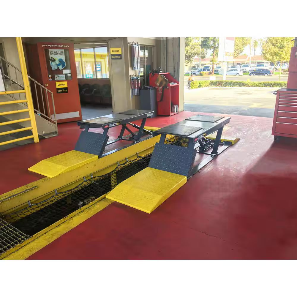 P-9000LT Pit-Style Low-Rise Scissor Car Lift 9000 Lbs. Capacity - Open-Center with 220V Power Unit Included
