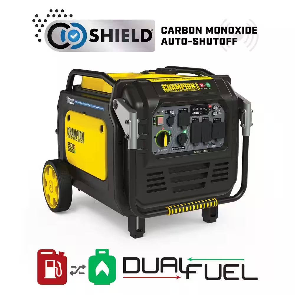 8500/7000-Watt Electric Start Gas, Propane Dual Fuel Inverter Generator and Free 3-Year Warranty, Home Backup