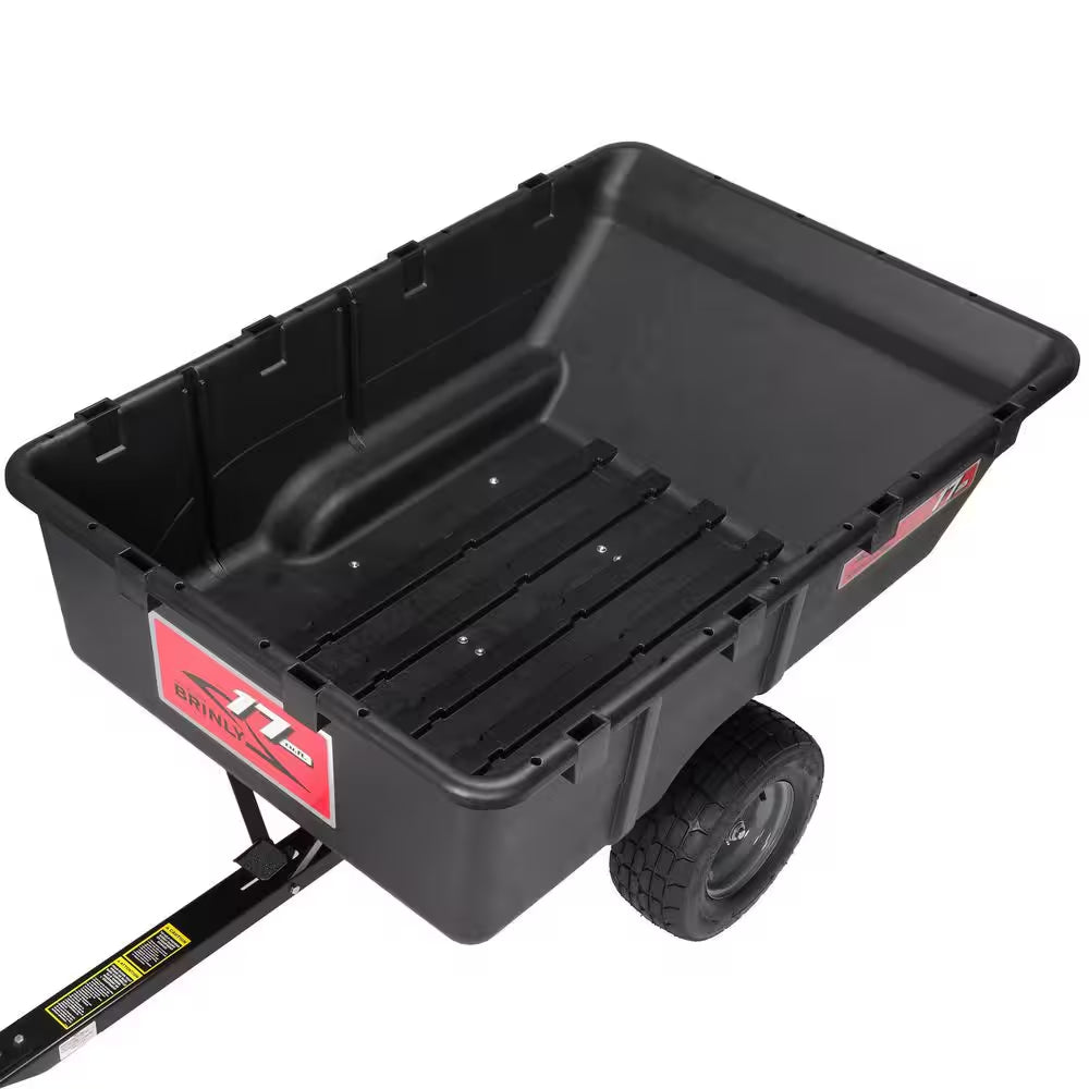 850 Lb. 17 Cu. Ft. Tow-Behind Poly Utility Cart with Durable Compression Molded Bed for Lawn Tractors & Zero-Turn Mowers