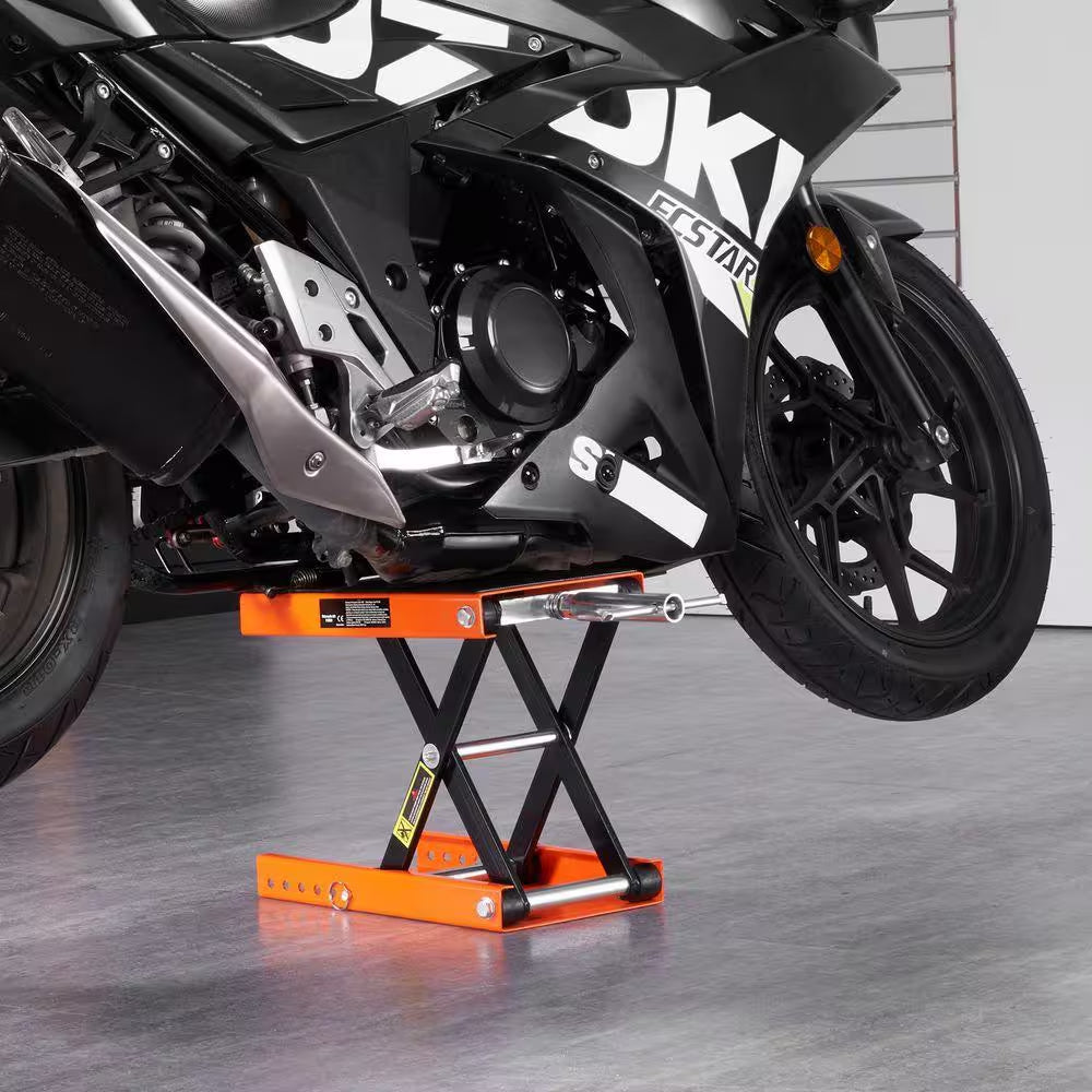Motorcycle Lift 1100 Lbs. Motorcycle Scissor Lift Jack with Wide Deck and Safety Pin 3.7 In.-13.8 In. Hoist Crank Stand