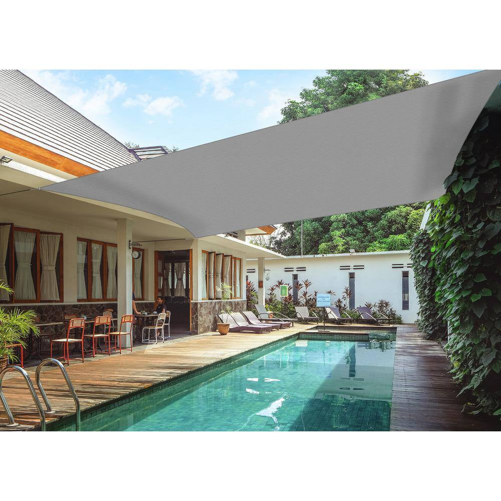 12 Ft. X 12 Ft. 190 GSM Grey Square Sun Shade Sail Screen Canopy, Outdoor Patio and Pergola Cover