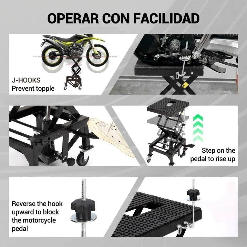 350 Lbs Hydraulic Motorcycle Lift Jack, Black Foot-Operated Scissor Lift with Wide Deck & Safety Lock for ATV Dirt Bike