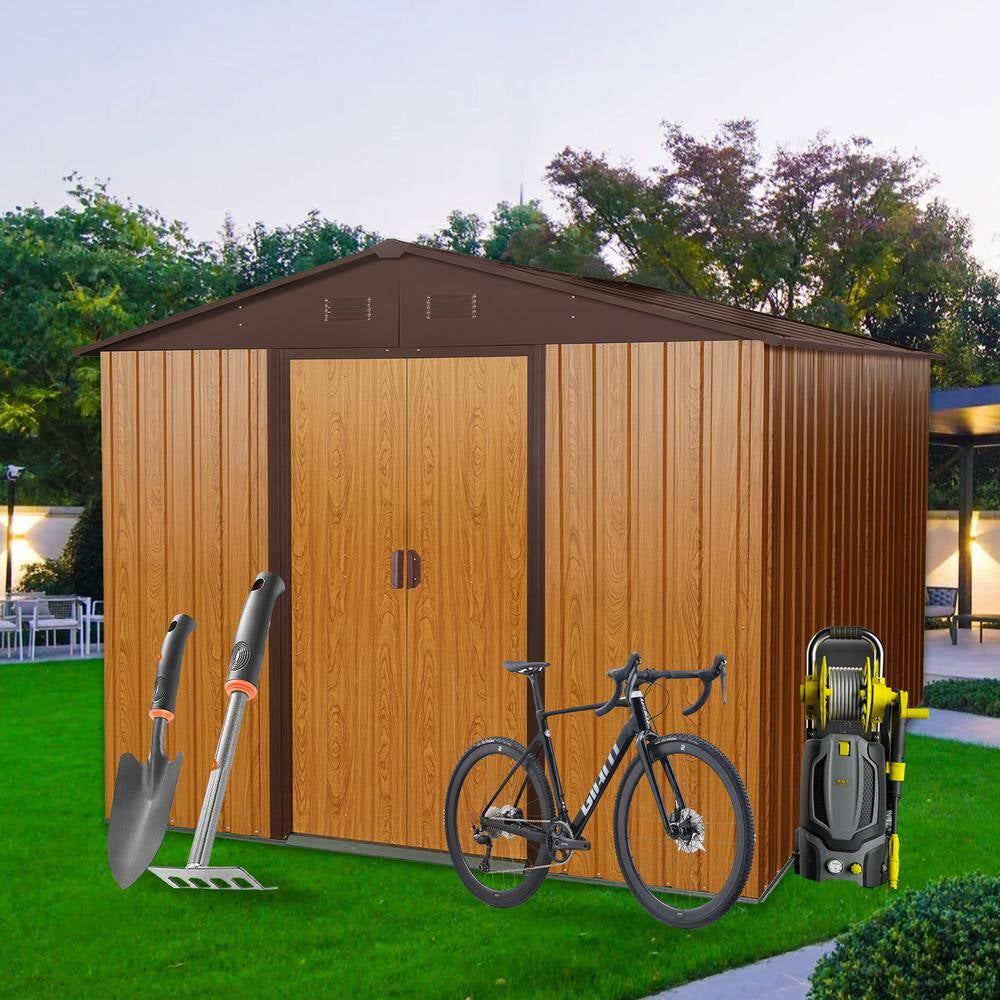 8 Ft. X 10 Ft. Outdoor Metal Storage Shed in Coffee with Metal Foundation (80 Sq. Ft.)
