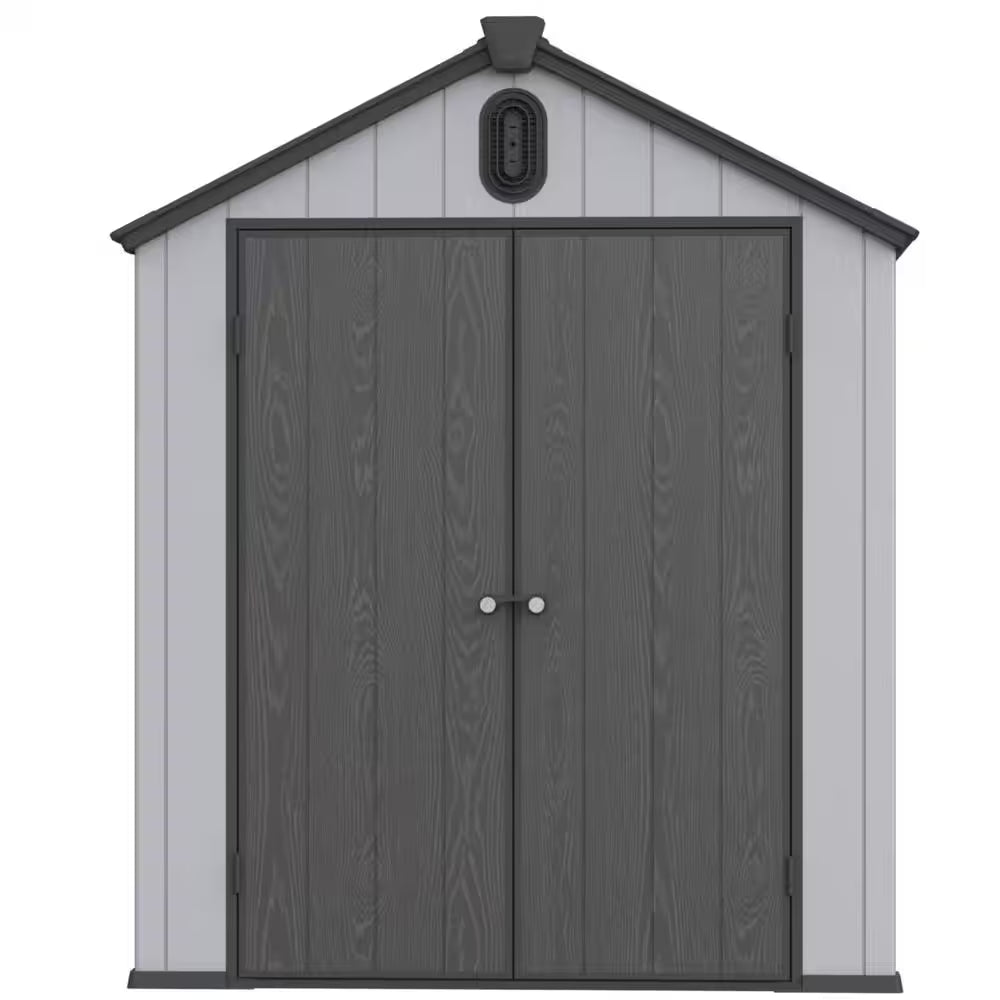6 Ft. W X 8 Ft. D Outdoor Plastic Storage Shed with Double-Door, Plastic Floor for Backyard Garden (48 Sq. Ft.)