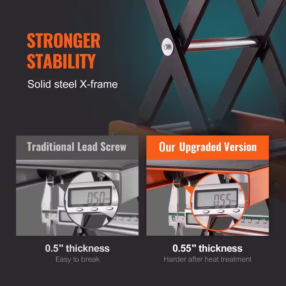 Motorcycle Lift 1100 Lbs. Motorcycle Scissor Lift Jack with Wide Deck and Safety Pin 3.7 In.-13.8 In. Hoist Crank Stand