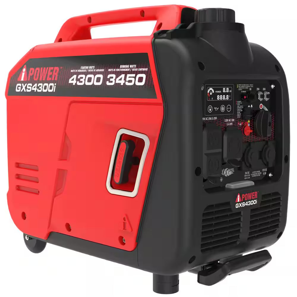 4300-Watt Recoil Start Gasoline Powered Light-Weight Inverter Generator with 149Cc OHV Engine and CO Sensor Shutdown
