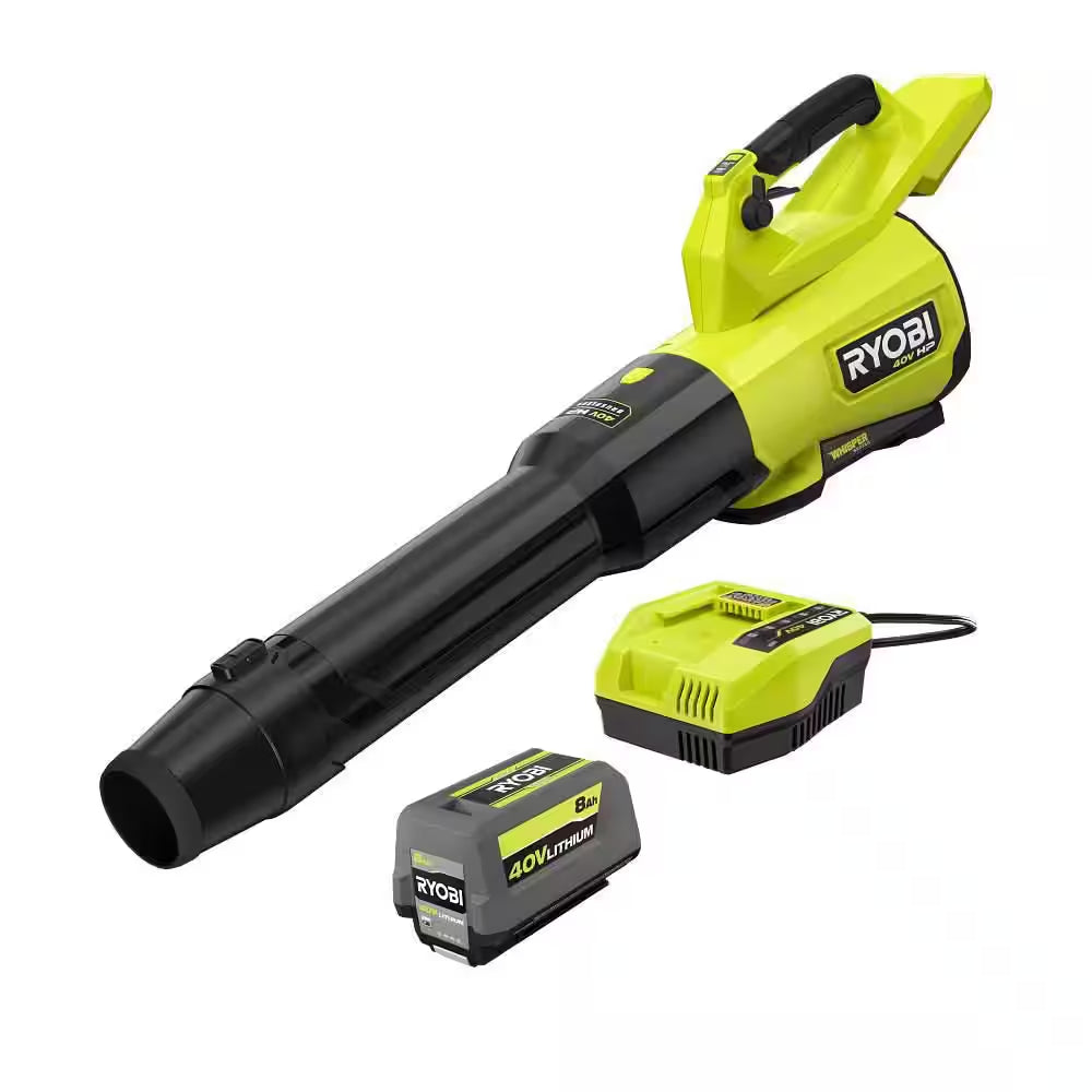 40V HP Brushless Whisper Series 180 MPH 800 CFM Cordless Battery Leaf Blower with 8.0 Ah Battery and Charger