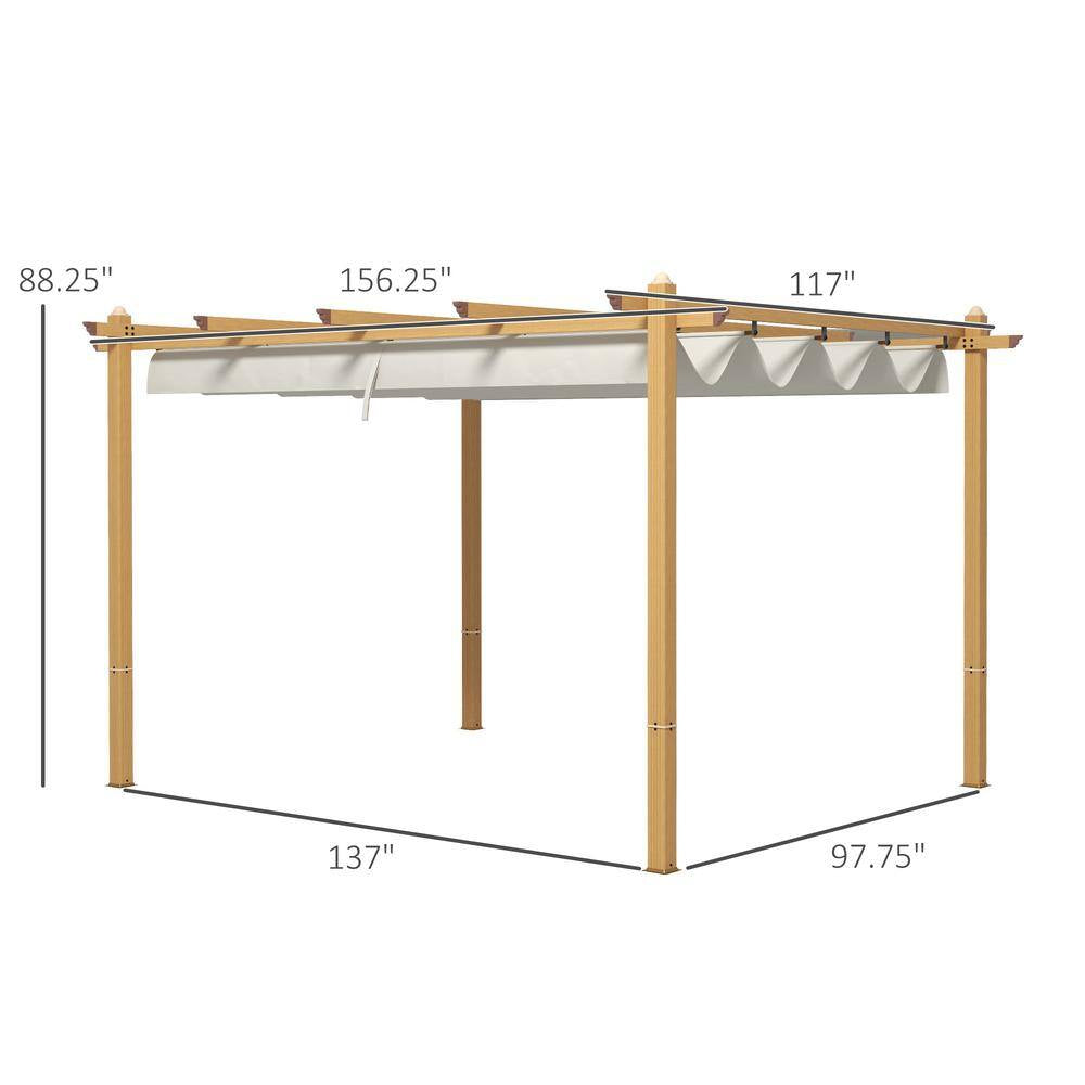 10 Ft. X 13 Ft. Cream White Aluminum, Polyester Pergola