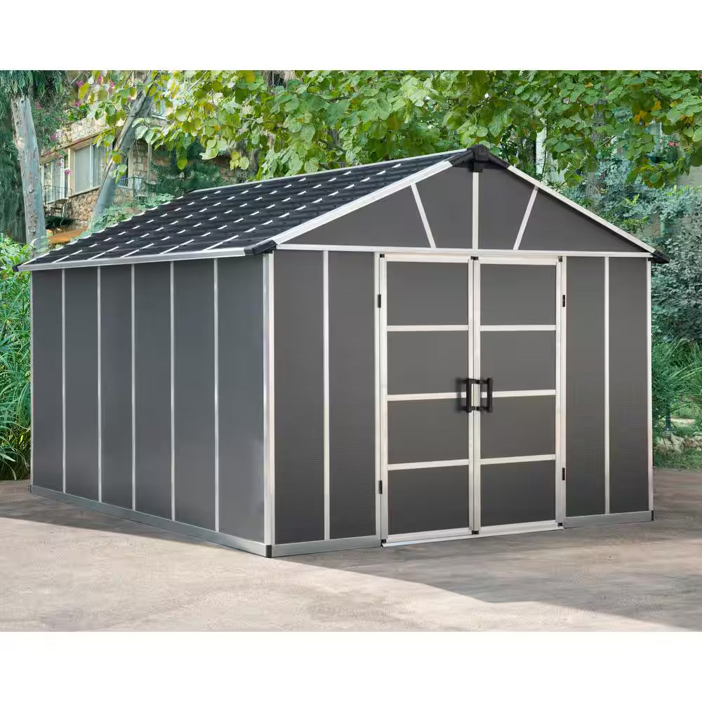 Yukon 11 Ft. W X 21 Ft. D Resin Plastic Outdoor Garden Storage Shed with Floor (229.8 Sq. Ft.) in Dark Gray