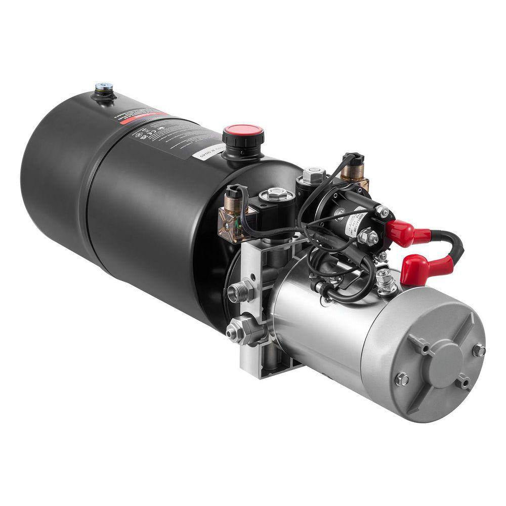 8 Qt. Hydraulic Power Unit, Double Acting Dump Trailer Pump, 3200 PSI Max Relief Pressure, 0.91 GPM Flow Rate DC 12-Volt