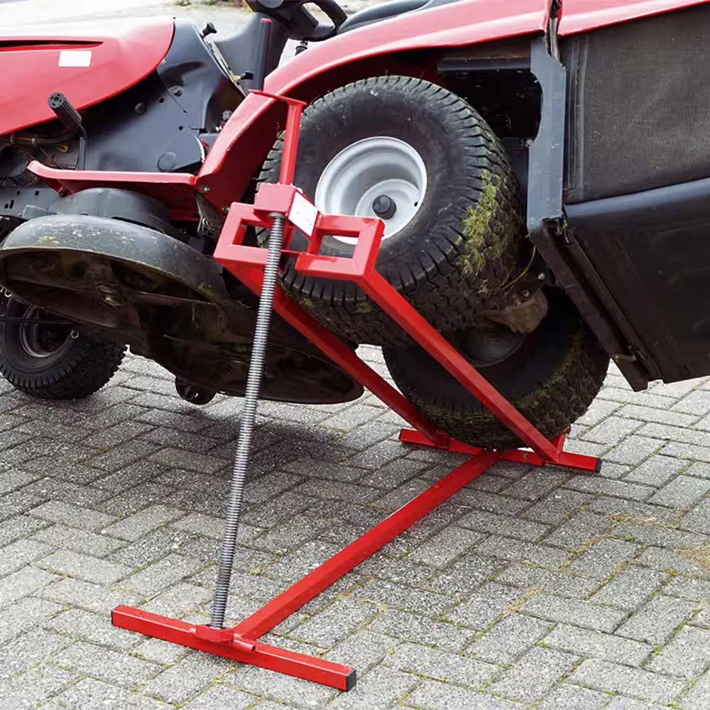 800Lb Lawn Mower Lift for Riding Tractors, Universal Tractor Lifter with 45° Tilt Adjustment, Red