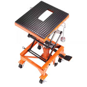 Hydraulic Motorcycle Lift Table, 350 Lbs. Capacity Motorcycle Scissor Jack Lift with Wide Deck, J-Hooks, 4 Wheels