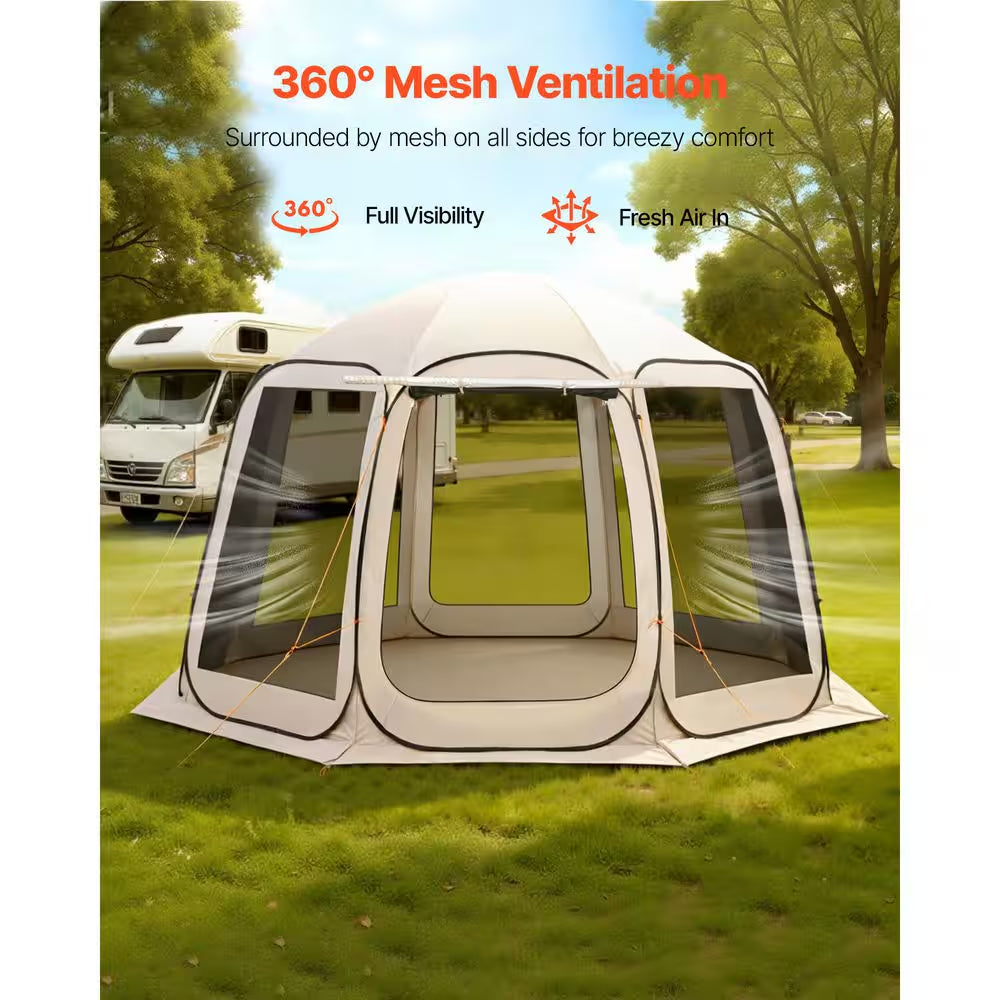 Screen House Tent, Portable Screened in Canopy with Carry Bag, 12 X 11 Ft. 10-12 Person Pop up Screen Tent with Awning