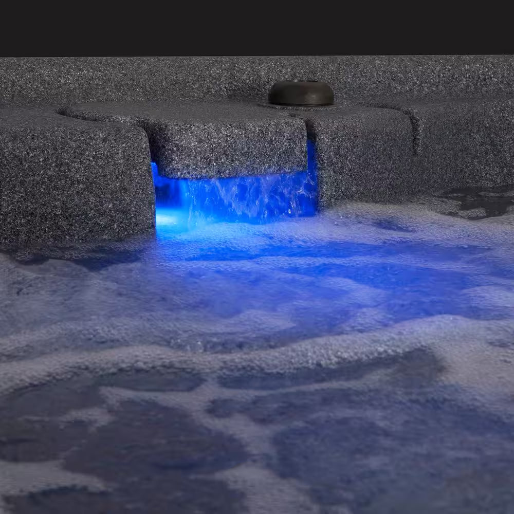 Premium 300 2-Person Plug and Play Hot Tub with 20 Stainless Jets, Heater, Ozone and LED Waterfall in Brownstone