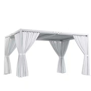 10 Ft. X 13 Ft. White Aluminum Louvered Pergola with Steel Roof and Curtains