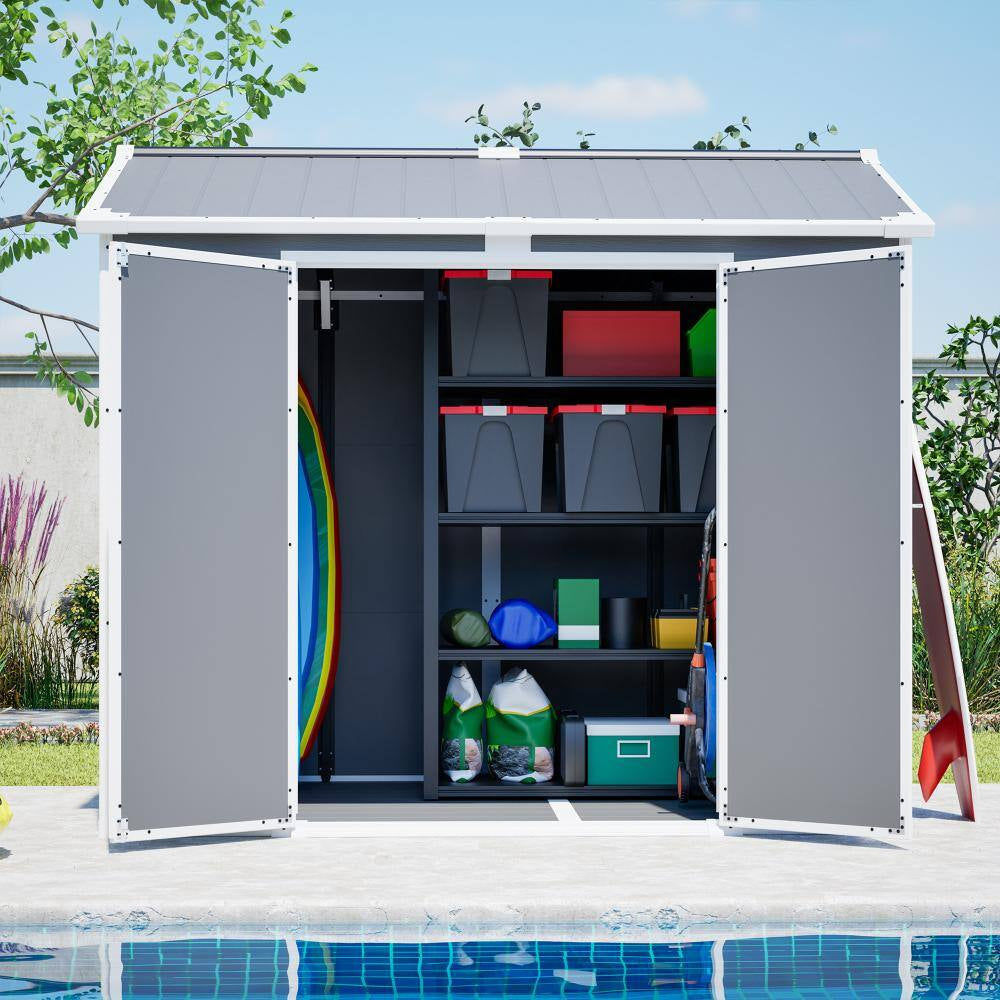 8X6 Ft Plastic Utility Shed with Lockable Door, Ventilation , Waterproof Design for Garden,Coverage Area- 46 Sq.Ft