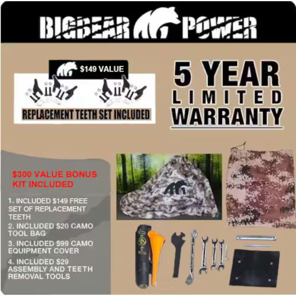 BEARCLAW 12 In. 7 HP Gas Powered Stump Grinder with 212Cc High Torque Engine, Twin V-Belt Drive, 5-Year Limited Warranty