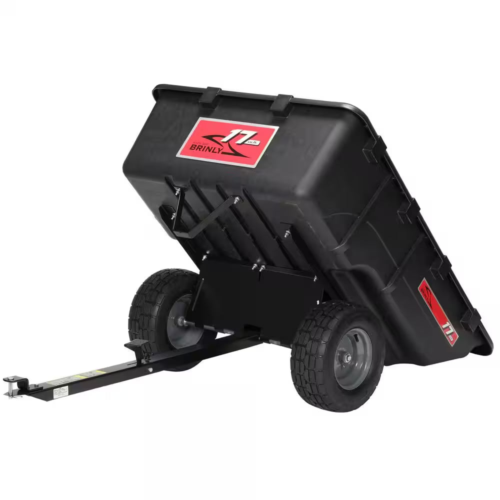 850 Lb. 17 Cu. Ft. Tow-Behind Poly Utility Cart with Durable Compression Molded Bed for Lawn Tractors & Zero-Turn Mowers