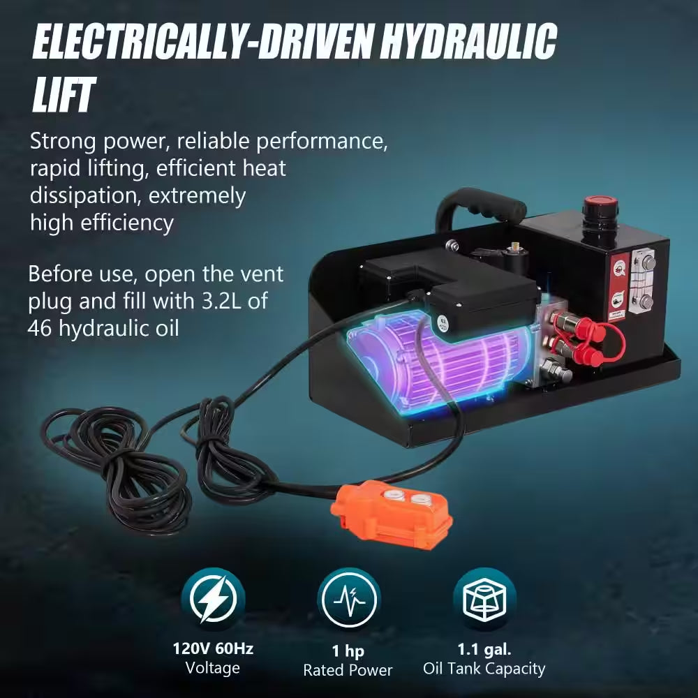 9000LBS Portable Car Lift Electric Hydraulic Vehicle Lift with 28" Max Height & 11.5" Extension Plates for Sedan SUV