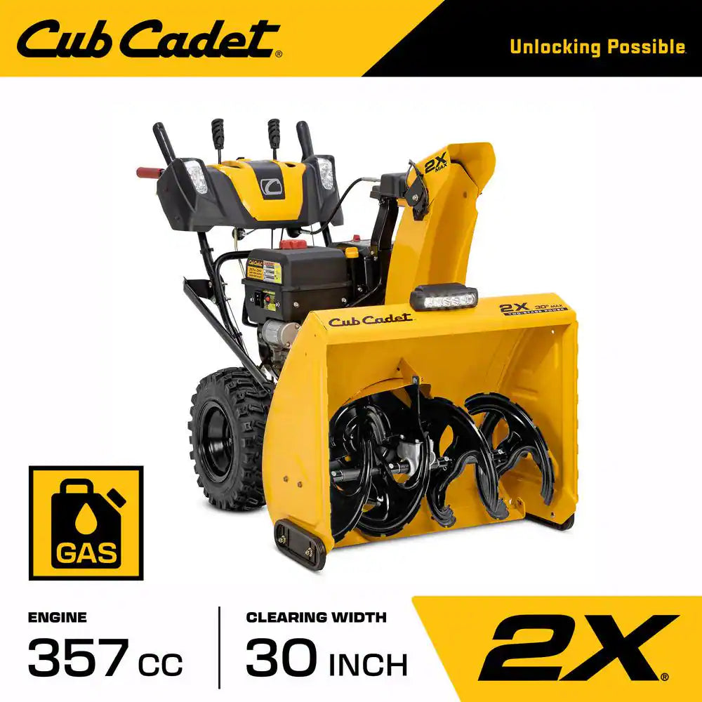 2X MAX 30 In. 357Cc Two-Stage Electric Start Gas Snow Blower with Steel Chute, Power Steering and Heated Grips