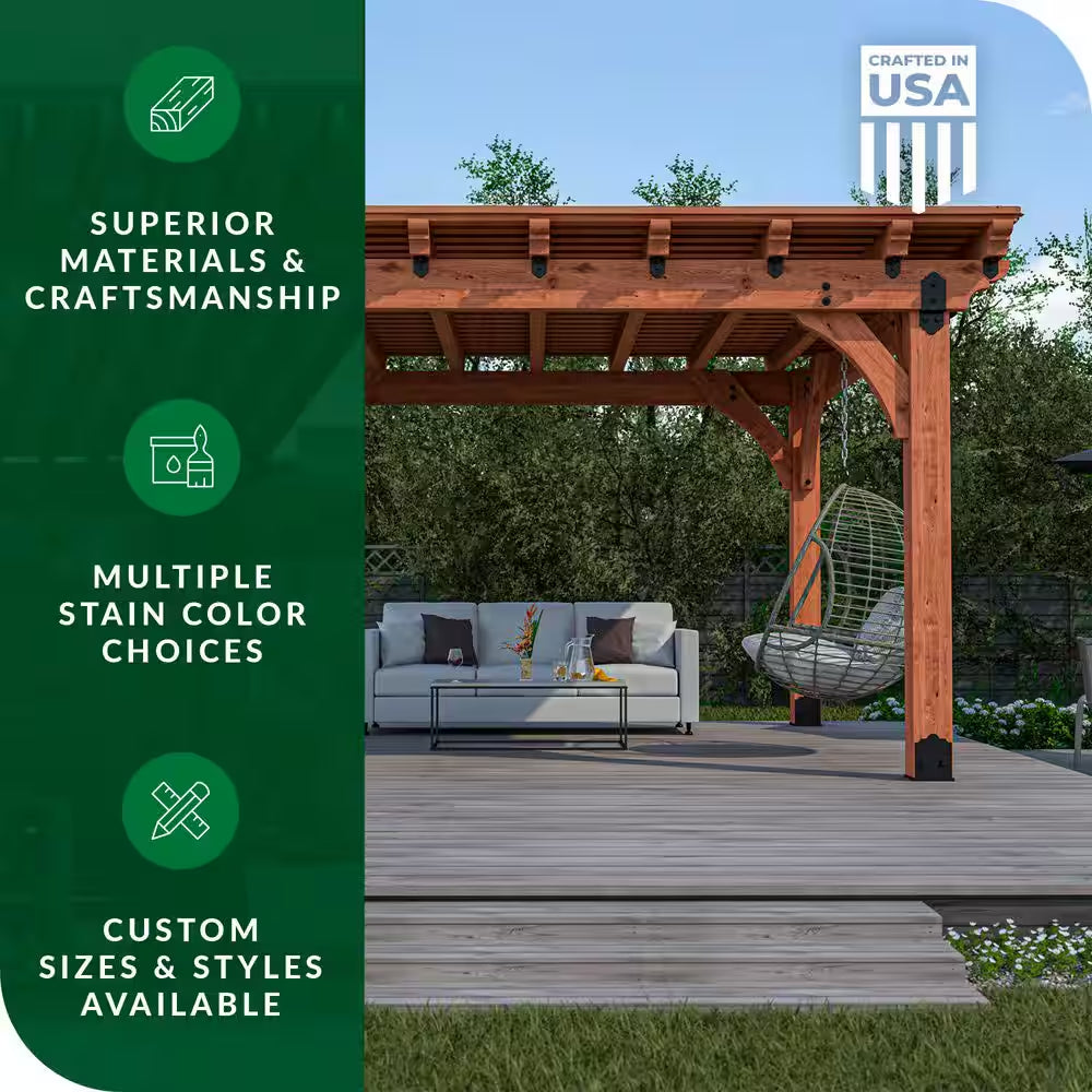 Pro Assembled Tuscan 10 Ft. X 12 Ft. Premium Timber Outdoor Patio Shade Pergola with 8 In. Solid Posts-Pro Staining