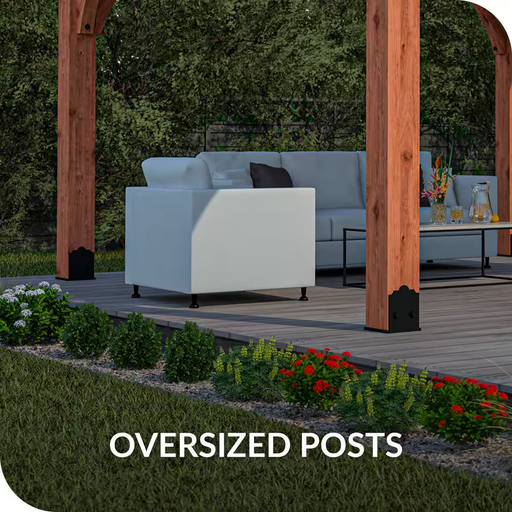 Pro Assembled Tuscan 10 Ft. X 12 Ft. Premium Timber Outdoor Patio Shade Pergola with 8 In. Solid Posts-Pro Staining