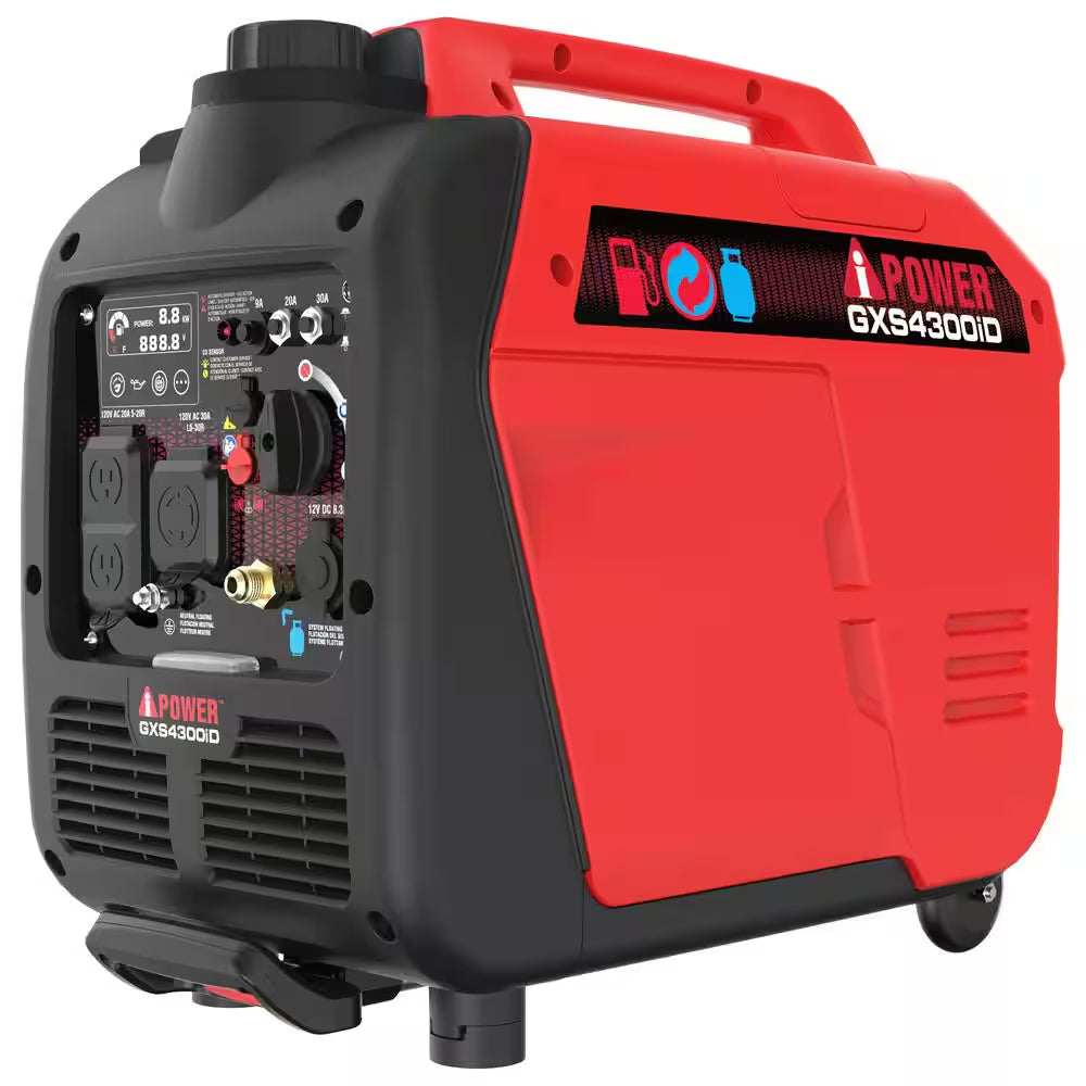 4300-Watt Recoil Start Gas Propane Powered Light-Weight Inverter Generator with 149Cc OHV Engine and CO Sensor Shutdown