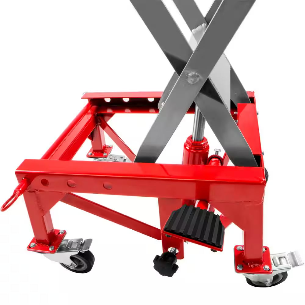 300 Lbs. Mini Lift Hoist Motorcycle ATV Bike Hydraulic Scissor Jack with Wheels