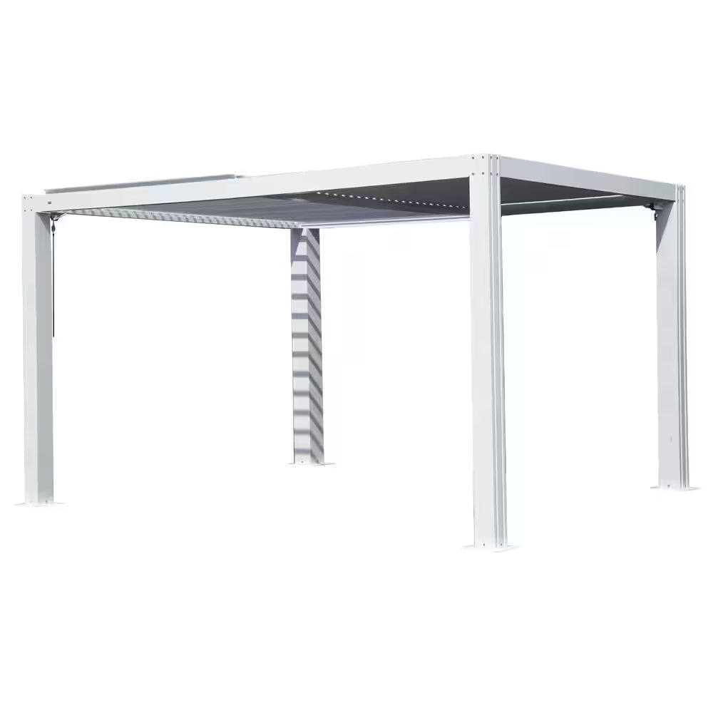 10 Ft. X 10 Ft. White Aluminum Metal Louvered Pergola
