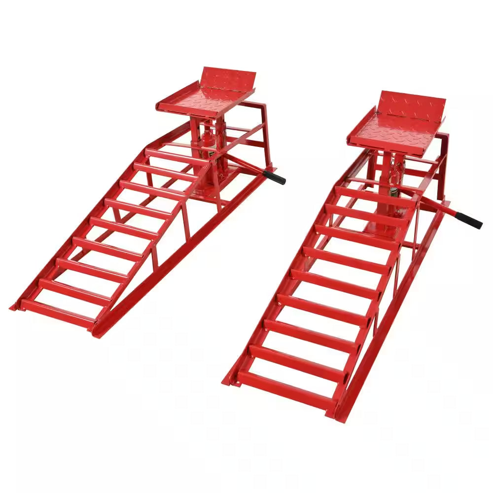 2 Pack 5 Ton Hydraulic Car Ramps, 10000 LBS Heavy Duty Steel Vehicle Lift, Adjustable Height 12.8-16.16 Inch Rust Resist