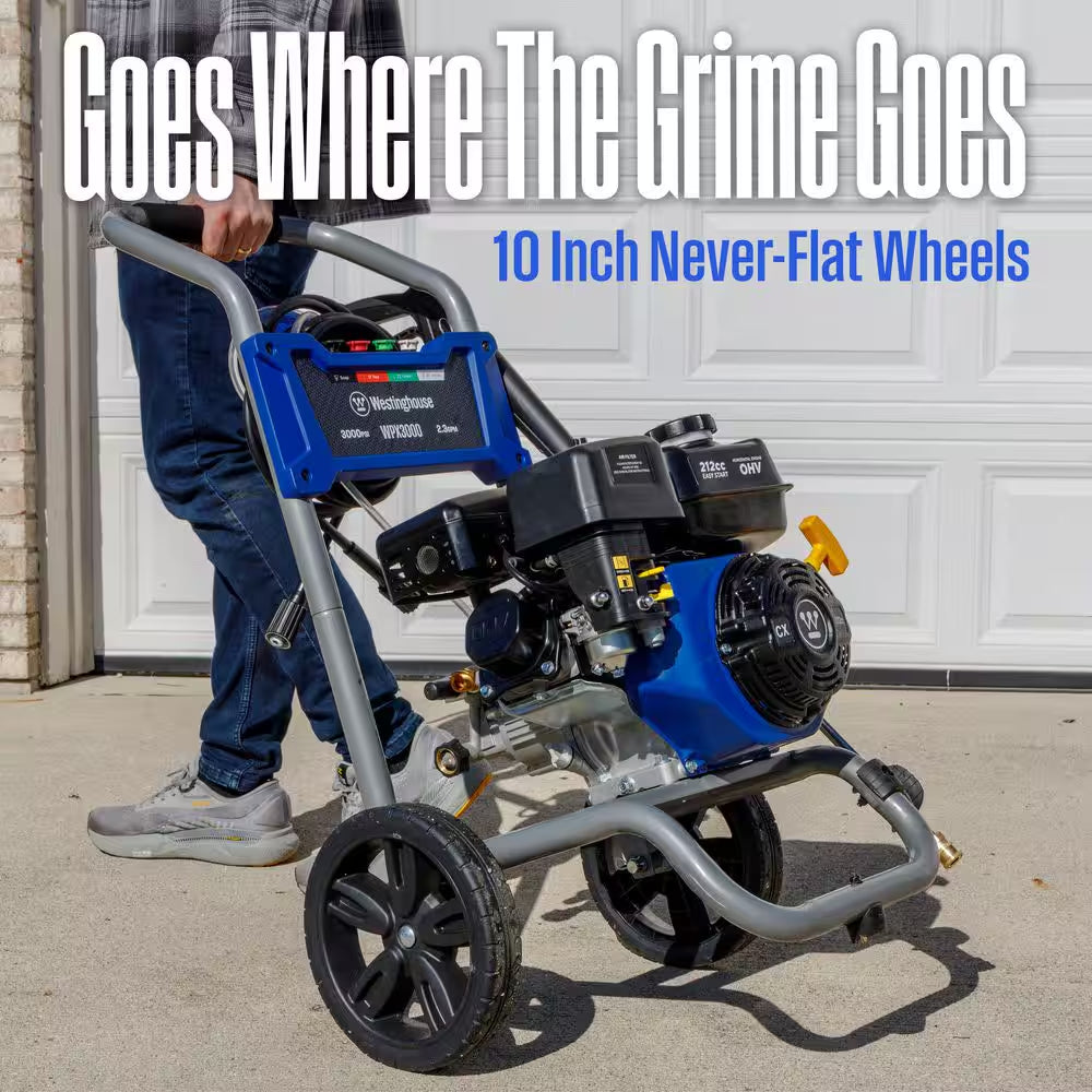 3000 PSI 2.3 GPM Gas Powered Axial Cam Pump Cold Water Pressure Washer with 4 Quick Connect Tips