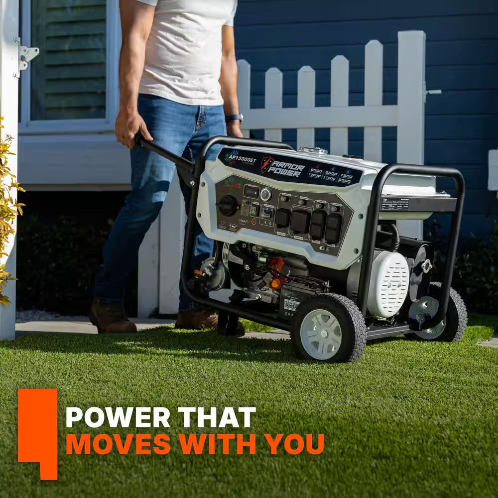 13,000-Watt Remote Start Tri-Fuel Portable Generator with Armorshield CO Shutdown Sensor for Emergency/Home Backup