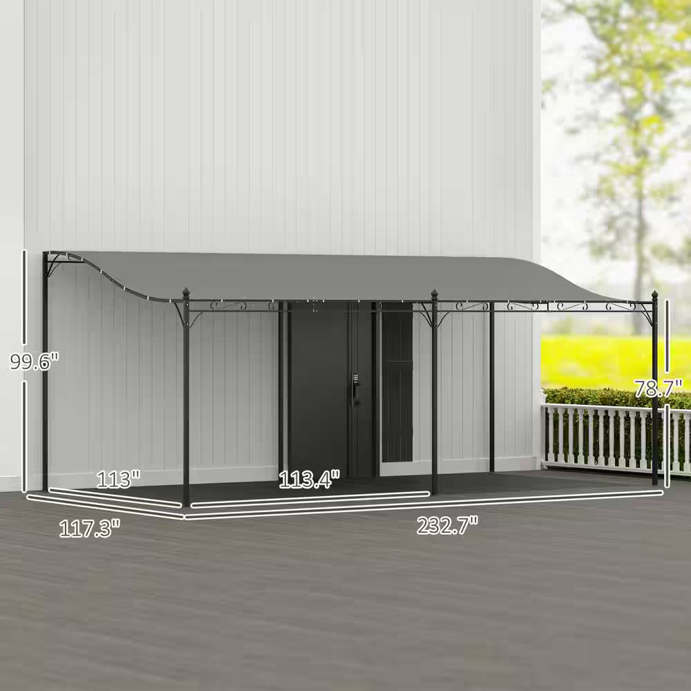 10 Ft. X 20 Ft. Outdoor Pergola Canopy, Metal Patio Canopy with Weather-Resistant Fabric and Drainage Holes