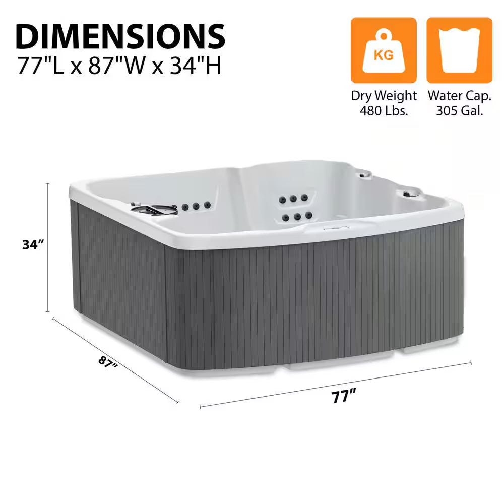 Leganza 6-Person 90-Jet 230V Hot Tub in Arctic White/Coastal Gray with Lounge Seating