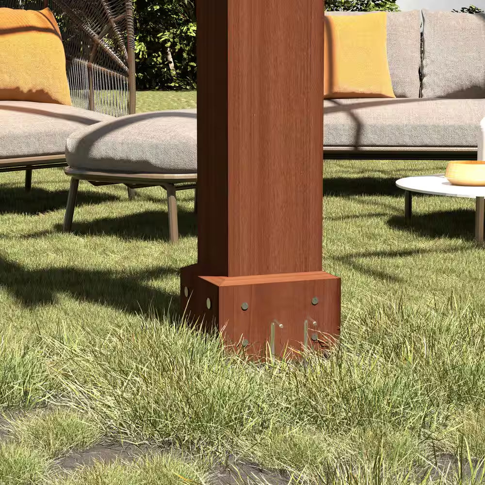 12 Ft. W X 10 Ft. D Cedar Wood Patio Pergola Shade Structure for Outdoor, Brown