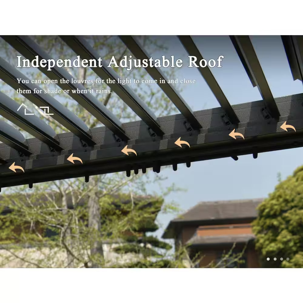 10 Ft. X 13 Ft. Brown Louvered Roof Pergola