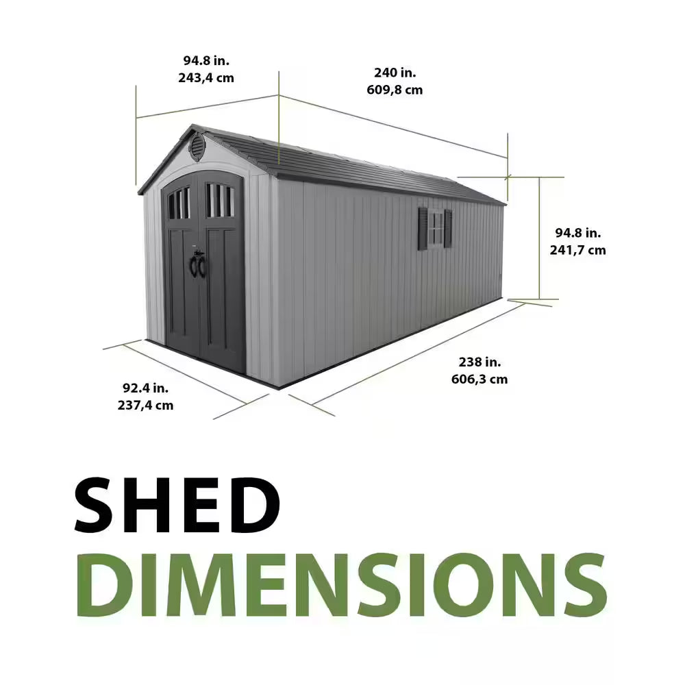 8 Ft. W X 20 Ft. D Outdoor Resin Storage Shed (160 Sq. Ft. )