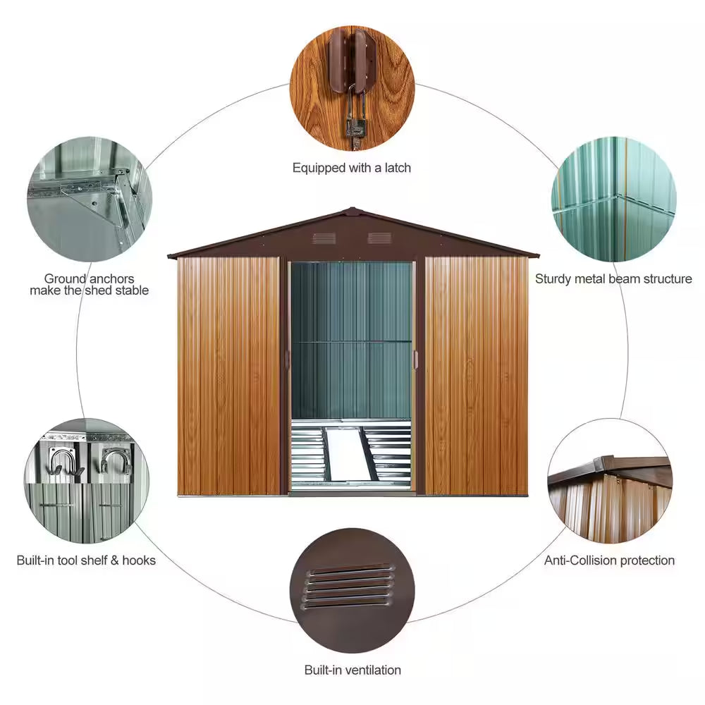 8 Ft. X 10 Ft. Outdoor Metal Storage Shed in Coffee with Metal Foundation (80 Sq. Ft.)