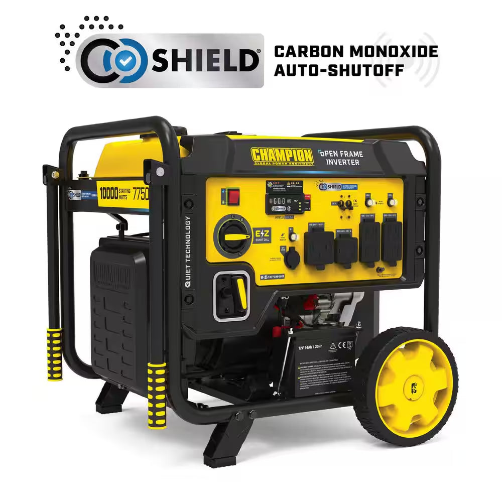 10,000/7,750-Watt Electric Start Gas Open Frame Inverter Generator, Free 3-Year Warranty for Home Backup