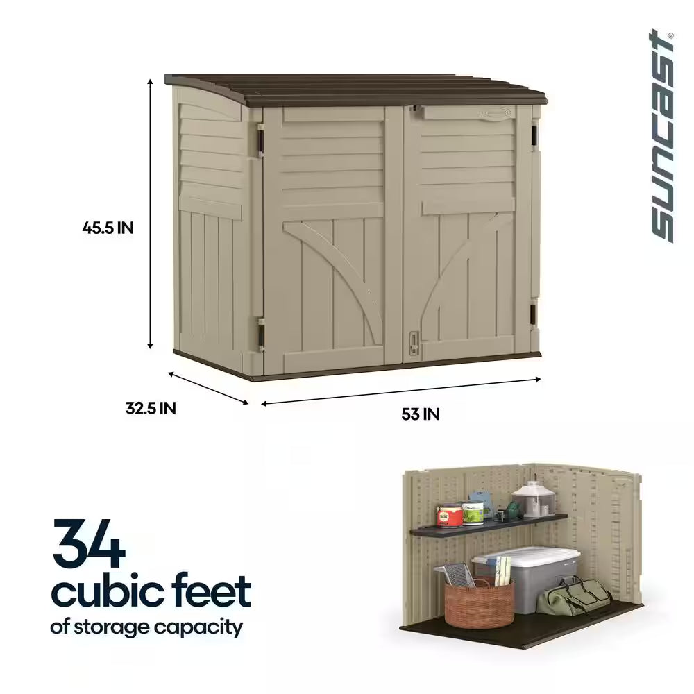 2 Ft. 8 In. X 4 Ft. 5 In. X 3 Ft. 9.5 In. Resin Horizontal Storage Shed