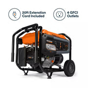 8125 / 6500-Watt Recoil Start Gasoline Powered Portable Generator with Cosense and 20 Ft. Extension Cord Included
