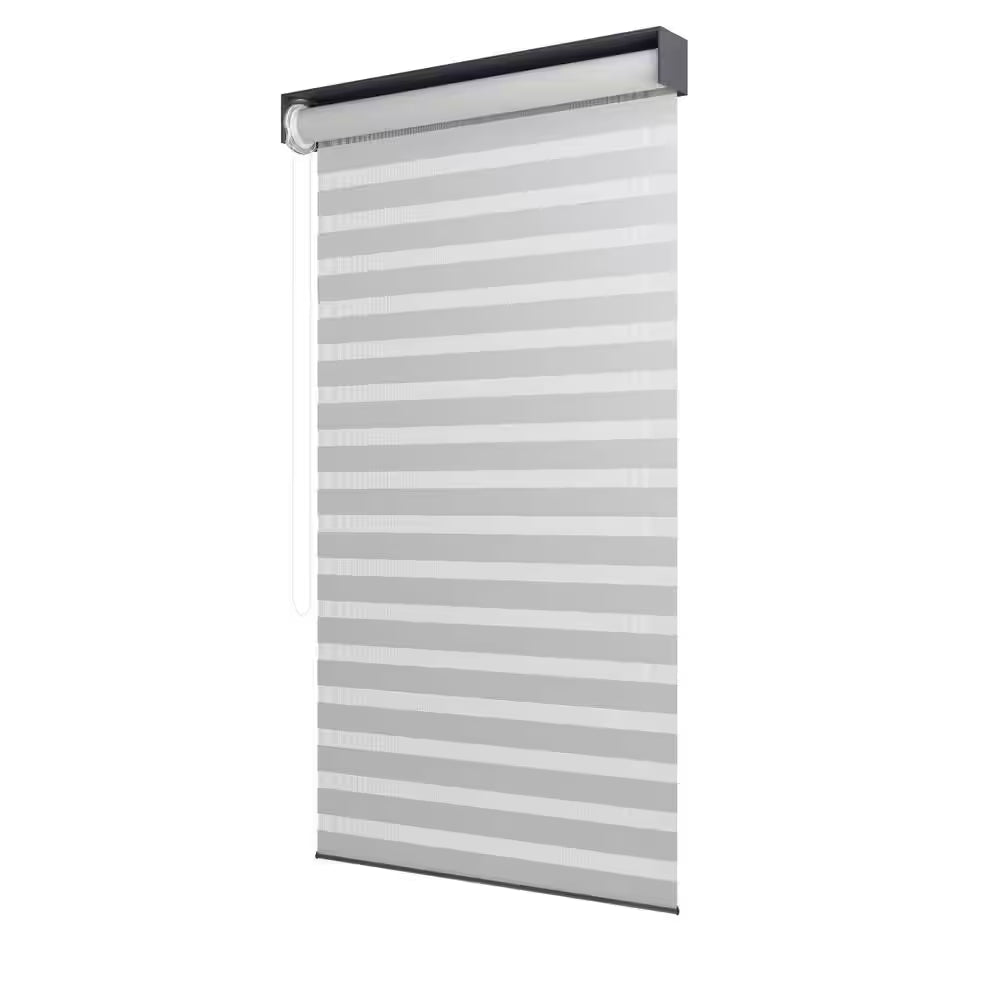 12 Ft. Individual Adjustable Sunshade Privacy Roller Blinds for Gray Aluminum Louvered Pergola 1-Side Wall